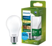Philips LED UltraEfficient Ampoule Dépolie A60, Culot Edison E27, Classe Énergétique A, 485 lm, Équivalent 40W, Blanc Chaud (2700K), Gradable, EyeComfort, 50 000 Heures, 1 Pack