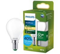 Philips LED UltraEfficient Ampoule Dépolie P45, Petit Culot Edison E14, Classe Énergétique A, 806 lm, Équivalent 60W, Blanc Chaud (2700K), EyeComfort, 50 000 Heures, 1 Pack