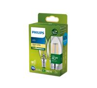 Philips LEDclassic Pack de 2 ampoules ultra performantes B35 E14, 2700 K, 2,3 W, 8720169325098, B35