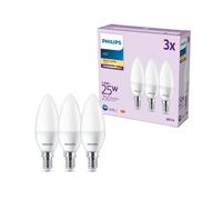 Philips LEDclassic Pack de 3 ampoules B35 E14, 2700 K, 2,8 W, 8719514460034, B35