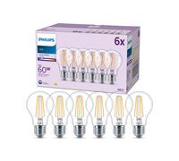Philips LEDclassic Pack de 6 ampoules A60 E27, 4000 K, 7 W, 8719514450950, A60