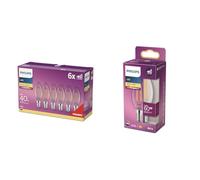 Philips Lighting ampoule LED Flamme E14 40W Transparent, Verre, Lot de 6 & Philips ampoule LED Flamme E14 60W Blanc Chaud Claire, Verre