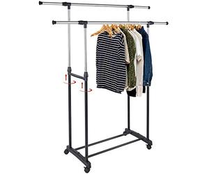 Philips Lighting BAKAJI Support porte-manteau en acier avec roulettes télescopiques réglable en hauteur et largeur (double)