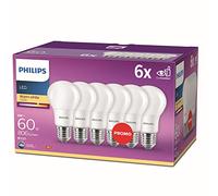 Philips Lighting Lot de 6 Ampoules LED Standard Culot E27, 8W équivalent 60W, Blanc Chaud 2700K, Dépolie, Lot de 6