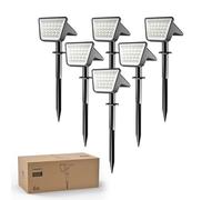 Philips Lot de 6 Projecteurs Spots Lampes Solaires d'Extérieur Étanches, 28 LED 7500K, Éclairage Paysager pour Jardin, Allée et Pelouse, Fonction Crépuscule à l'Aube