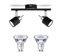 Philips Meranti Spot en saillie (Noir) - Lumière blanche chaude - Spot en saillie avec 2 point lumineux - GU10 - SceneSwitch - Facilement dimmable avec votre interrupteur classique