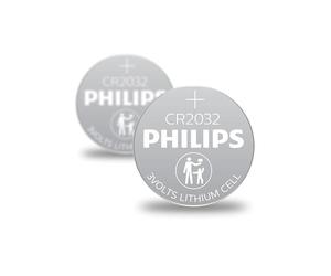 Philips Minicells Batterie CR2032P2/01B - Piles domestiques (Single-Use Battery, CR2032, Lithium, 3 V, 2 pièce(s), 210 mAh)