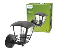 PHILIPS MyGarden, Applique Murale Extérieure Creek, Noir | Applique Murale, Ampoule E27 non incluse, IP44 Résiste aux projections d'eau, Design Vintage, Installation Facile
