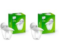 Philips Mygarden Cr pplique murale d'extérieur Blanc (nécessite 1 ampoule E27 max 60 W, non fournie) Lanterne murale (Lot de 2)