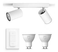 Philips myLiving Kosipo Spot lumineux à poser Witt 2 spots lumineux Surface Incl. Philips Hue White GU10 & Variateur Bluetooth