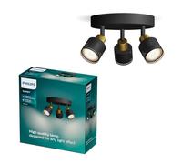 Philips Niall Spot 3 têtes sur platine ronde, GU10 non inclus, Laiton, IP20