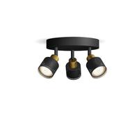 Philips Niall Spot 3 têtes sur platine ronde, GU10 non inclus, Laiton, IP20