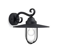 PHILIPS Outdoor, Applique Murale Extérieure Pasture, Noir | Applique Murale, Ampoule E27 non incluse, IP44 Résiste aux intempéries, Design Lanterne vintage, Aluminium Mat