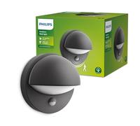 PHILIPS Outdoor, Applique Murale June +Détecteur de mouvement, Anthracite | Applique Extérieure, Ampoule LED E27 non incluse, IP44 Résiste à l'eau, Design Moderne, Détecteur de mouvement Infrarouge