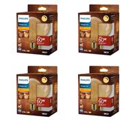 Philips Pack - Ampoule Globe LED E27 - Bernstein - 60W - Blanc chaud | Lot de 4 - Dimmable