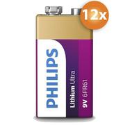 Philips pack de 12 piles lithium 9V pour détecteurs de fumée et appareils haute performance