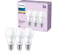 Philips Pack de 3 ampoules LEDclassic A65 E27 13 W (équiv.100W) 2700 K blanc chaud