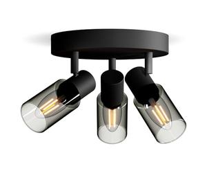 Philips Palms Spot 3 têtes sur platine ronde, E14 non inclus, Noir, IP20