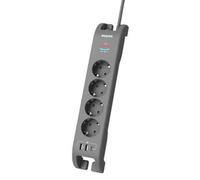 Philips parasurtenseur 4 prises avec 2 USB Type-A + 1 USB Type C 2 m Gris