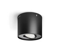 Philips Phase Spot LED, 6,5 W, 500 lm, Gradation à 10 %, 2700 K, Luminaire plafond à installation Facile, Spot LED pour plafond ajustable, Luminaire avec la technologie EyeComfort, Noir