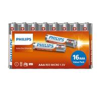 Philips Piles AAA LongLife R03 Micro 1,5 V - Piles au Chlorure de Zinc - Lot de 16