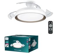 PHILIPS, Plafonnier LED Atlas 28W avec ventilateur 35W, 2700K-4000K-5500K, télécommande incluse, gold, pour éclairage de plafond, salon et chambre