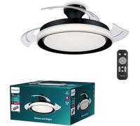 PHILIPS, Plafonnier LED Atlas 28W avec ventilateur 35W, 2700K-4000K-5500K, télécommande incluse, noir, pour éclairage de plafond, salon et chambre