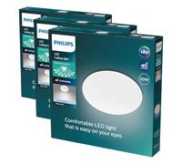 PHILIPS Plafonnier LED, Blanc, Eclairage Blanc Chaud 2700K, Facilité d'installation, Moire Luminaire Intérieur pour l'éclairage de vos pièces à vivre (Lot de 3)