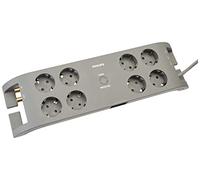 Philips Prise 8 Voies - SPN5085B/10-230V - Type F - Noir - Protection Secteur - Prises Coaxiales et Téléphoniques