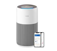 Philips Purificateur d'air connecté 2200, jusqu'à 104m², 13 dB(A)*, Blanc | CADR 400m³/h, Filtre HEPA NanoProtect + charbon actif, pour personnes allergiques, économe & durable, App Air+ (AC2210/10)
