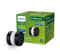 Philips Pyrona, Applique d'extérieur, 12 W, lumière blanc chaud 2 700 K, noire, résistante aux intempéries IP44