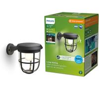 Philips Radii Applique solaire auto-connectable UltraEfficient, 1,3 W, 3000 K, noire, détecteur de mouvement, IP44 résistante aux intempéries