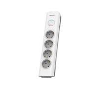 Philips - Rallonge multiprise parasurtenseur, 4 prises - 2m - Blanc