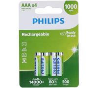 Philips Rechargeables Batterie R03B4RTU10/10 - Piles domestiques (Rechargeable Battery, Hybrides Nickel-métal (NiMH), 1,2 V, 1000 mAh, CD (Cadmium), HG (Mercure), 0,052 g)