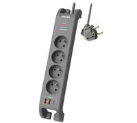 Philips - Réf:SPN4140GA/19 - Multiprise parasurtenseur, 4 prises+Type-C+2xUSB-A-2m Gris