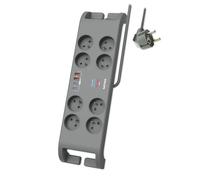 Philips - Réf:SPN9180GA/19 - Multiprise parasurtenseur, 8 prises+2xType-C+2xUSB-A-2m Gris