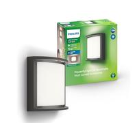 PHILIPS Samondra Applique Murale Extérieure LED, 12 W, 1300 lm, Lumière Blanche et Chaude 2700 K, LED Intégrée, IP44 Résiste aux Intempéries, Durable, Aluminium, Design Moderne, Gris Anthracite