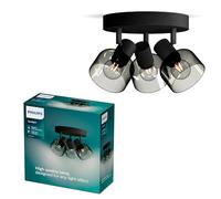 Philips Sleet Spot 3 têtes sur platine ronde, E14 non inclus, Noir, IP20