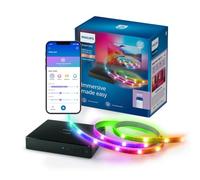 Philips Smart LED, Sync Box HDMI 2.0 et Ruban LED RGBIC, TV 75-85" | Box de synchronisation HDMI 2.0 avec Rétroéclairage TV, 4K à 60Hz, Bande LED RGBIC, éclairage immersif, Connection via WiZ