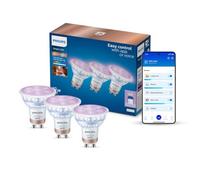 Philips Smart Lighting, Ampoule Connectée LED en verre RGB GU10, 345 lm, Lumière Couleur et Blanc Réglable 2200-6500 K, Gradation Faible, Connected by WiZ, Alexa, Google Home, Apple Home, Pack de 3