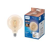 Philips Smart Lighting, Ampoule LED Connectée Filament G125, Culot E27, 806 lm, Lumière Blanche Réglable 2700-6500 K, Gradation Faible, Connected by WiZ, Alexa, Google Home, Apple Home