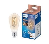 Philips Smart Lighting, Ampoule LED Connectée Filament ST64, Culot E27, 806 lm, Lumière Blanche Réglable 2700-6500 K, Gradation Faible, Connected by WiZ, Alexa, Google Home, Apple Home