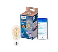 Philips Smart Lighting, Ampoule LED Connectée Filament ST64, Culot E27, 806 lm, Lumière Blanche Réglable 2700-6500 K, Gradation Faible, Connected by WiZ, Alexa, Google Home, Apple Home