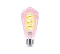 Philips Smart Lighting, Ampoule LED Connectée RGB Filament ST64, Culot E27, 470 lm, Lumière Couleurs et Blancs Réglable 2200-6500 K, Gradation Faible, Connected by WiZ, Alexa, Google Home, Apple Home