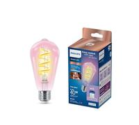 Philips Smart Lighting, Ampoule LED Connectée RGB Filament ST64, Culot E27, 470 lm, Lumière Couleurs et Blancs Réglable 2200-6500 K, Gradation Faible, Connected by WiZ, Alexa, Google Home, Apple Home
