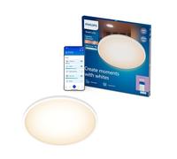 Philips Smart Lighting, lumière LED plafond SuperSlim, Lumière Tunable White 2700 6500 K, variation intensité, Installation Facile, Connected by WiZ, Alexa, Google Home, Apple Home, blanc, Pack 1