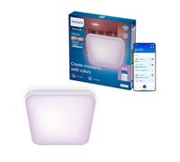 Philips Smart Lighting Luminaire Plafonnier, Carré, 29,5 cm | Multicolore et Blanc Réglable 2200-6500 K, Smart LED, 18 W, 1800 lm, Gradation Faible, Connected by WiZ, Maison Connectée