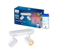 Philips Smart Lighting Spot GU10 x2, Blanc | Multicolore et Blanc Réglable 2200-6500 K, Luminaire, Plafonnier, Smart LED, 345 lm x2, Connected by WiZ, Maison Connectée