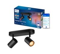 Philips Smart Lighting Spot GU10 x2, Noir | Multicolore et Blanc Réglable 2200-6500 K, Luminaire, Plafonnier, Smart LED, 345 lm x2, Connected by WiZ, Maison Connectée