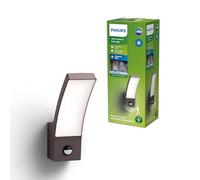 Philips Splay Applique Extérieure LED, 12 W, 1600 lm, Lumière Blanche Froide 4000 K, IP44 Résiste aux Intempéries, Détecteur de Mouvement Infrarouge, LED Intégrée, Durable, Aluminium, Gris Anthracite